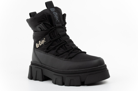 Lee Cooper buty zimowe damskie czarne ocieplane botki na zamek
